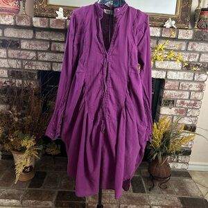 Vintage Yves Saint Laurent Purple Dress Long Sleeve With Buttons